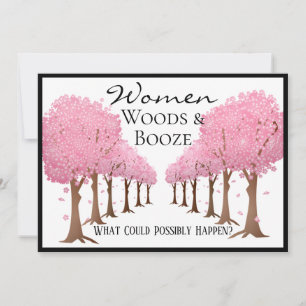 Invitation Femmes drôles, bois et boissons, fête entre dames