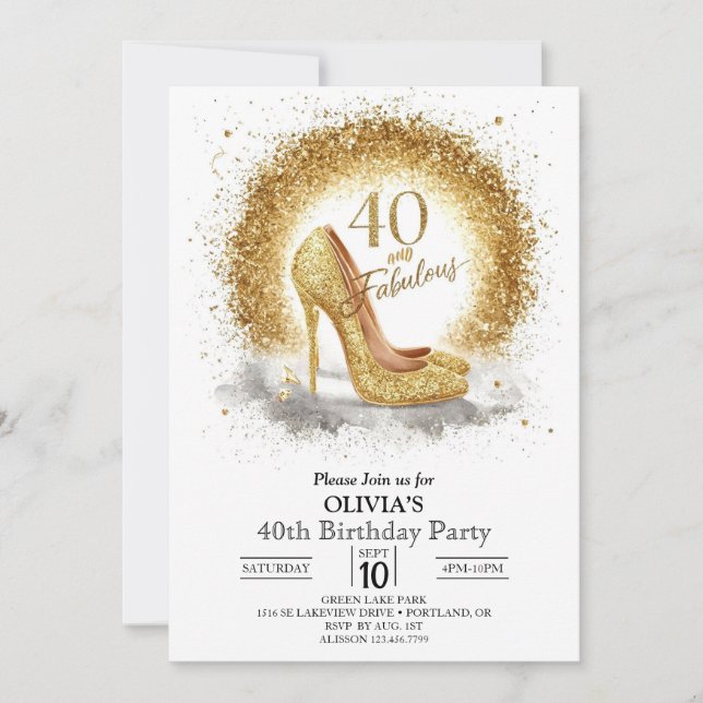 Invitation Femmes Glam Digital Gold 40e anniversaire (Devant)