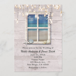Invitation Fenêtre de plage tropicale Élégant mariage côtier