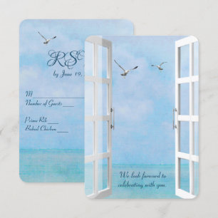 Invitation Fenêtre océanique RSVP avec mouettes