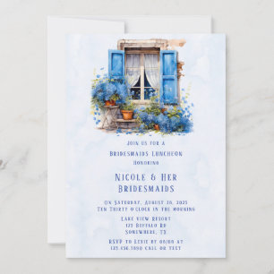 Invitation Fenêtre Vue Blue Floral Bridesservantes Déjeuner