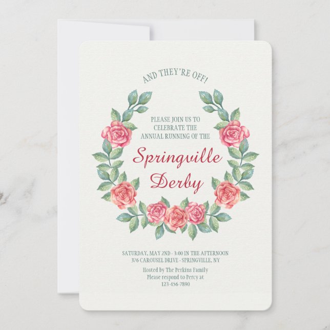 Invitation Fer à cheval d'invitation de roses (Devant)