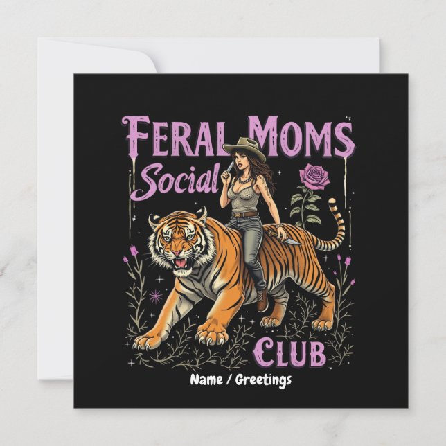 Invitation Feral Mom Social Club | Drôle cadeau graphique ten (Devant)