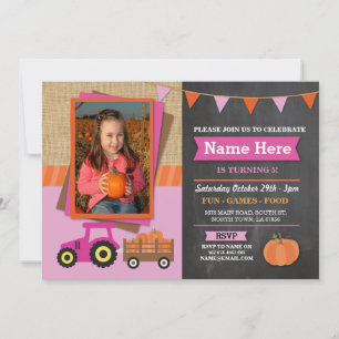 Invitation Ferme Anniversaire Citrouille Tracteur Photo Invit