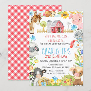 Invitation Ferme Barnyard Animal Anniversaire