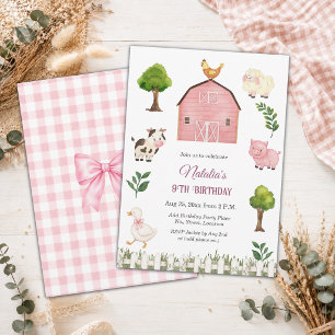 Invitation Ferme d'animaux à l'aquarelle Fête d'anniversaire