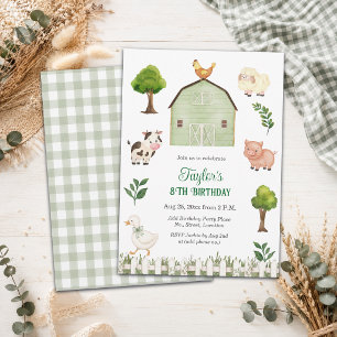 Invitation Ferme d'animaux à l'aquarelle pour une fête d'anni