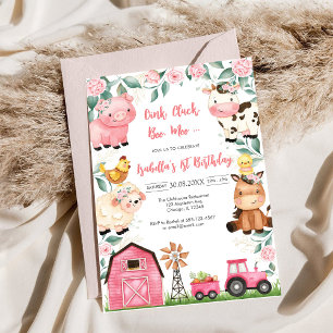 Invitation Ferme d'animaux de naissance Oink Baa Quack Moo