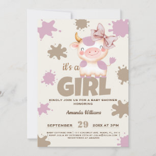 Invitation Ferme de vaches sacrées Fille Baby shower