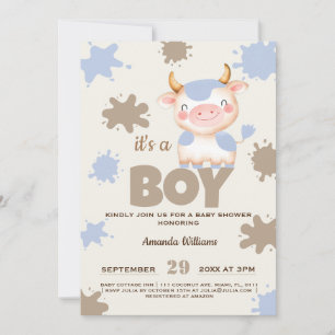 Invitation Ferme de vaches sacrées garçon bébé shower