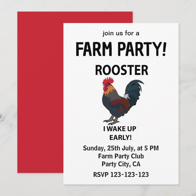 Invitation Ferme des Animaux à Caresser Je Me Lève Tôt Drôle  (Devant / Derrière)