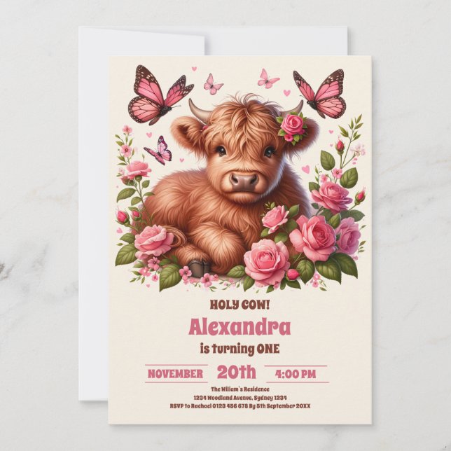 Invitation Ferme Florale Sainte Vache Highland 1er anniversai (Devant)