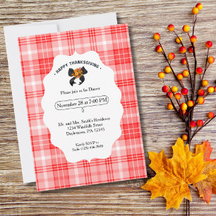 Invitation Ferme Rustique Plaid de fête de Thanksgiving d'aut