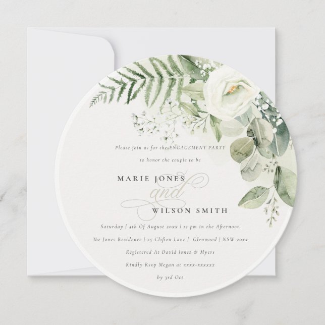 Invitation Fern Eucalyptus Green Foliage Engagement (Devant)