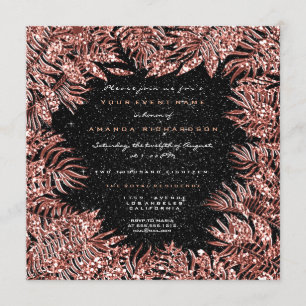 Invitation Fern Feuilles Cadre Rose or cuivre noir Parties sc