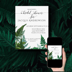 Invitation Fern Foliage Fête des mariées botanique Monnaie Sa