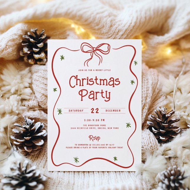 Invitation Festif Doodle Bow Frame de Noël (Créateur téléchargé)