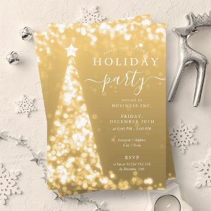 Invitation Festif Gold Christmas Tree Company Fête de vacance
