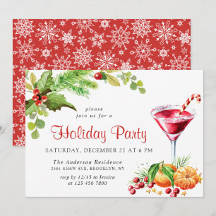 Invitation Festif Holly Berry Wreath Fête de Noël