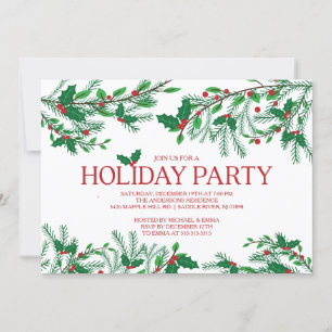 Invitation Festif Holly Holiday