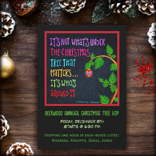 Invitation Festif mignon Fun Christmas Tree Hop