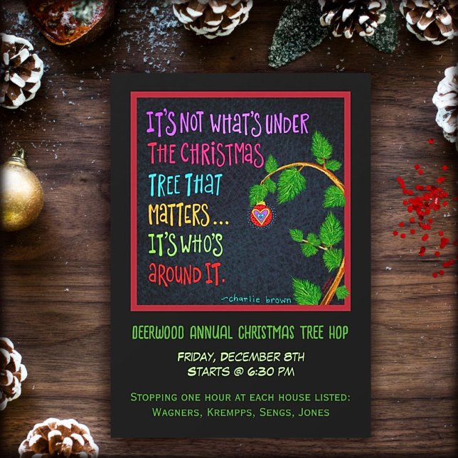 Invitation Festif mignon Fun Christmas Tree Hop (Créateur téléchargé)