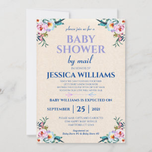 Invitation Festif Pastel Boho Baby shower Floral Par Mail