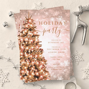 Invitation Festif Rose Gold Christmas Tree Company Holiday
