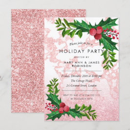 Invitation Festif Rose Gold Marble Parties scintillant Fête