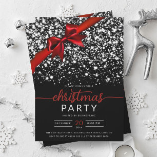 Invitation Festif Rouge Argent hiver brillant Star Company Xm