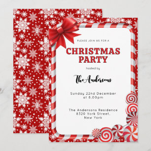 Invitation Festif Rouge blanc Faucon de neige fête de Noël