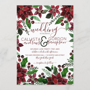 Invitation Festif Rouge vert Floral Ivy Mariage d'aquarelle