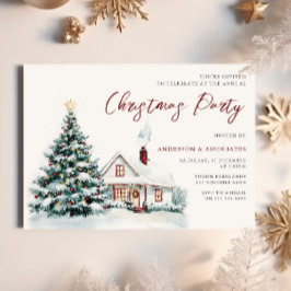 Invitation Festif Snowy Maison de Noël & Fête des Noël Arbre