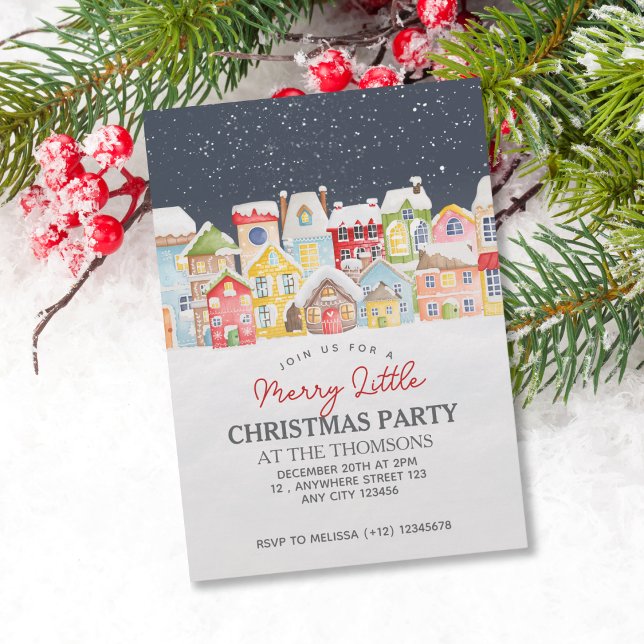 Invitation Festif Winter Snow House Twilight Sky Noël (Créateur téléchargé)