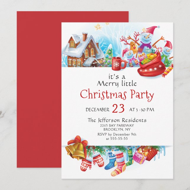 Invitation Festin Funny Joyeux Petit Noël Fête Fête (Devant / Derrière)