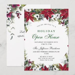 Invitation Festin Poinsettia Noël Maison ouverte