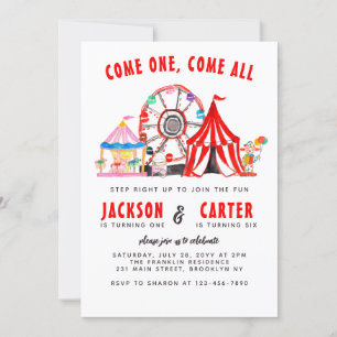Invitation Festival Carnival Circus Show Enfant Anniversaire 