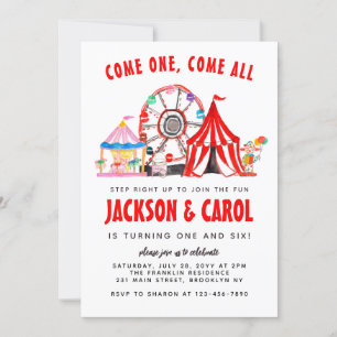 Invitation Festival Carnival Circus Show Enfant Anniversaire 