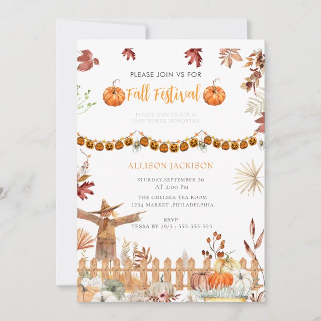 Invitation Festival d'automne baby shower annuel jaune Citrou (Devant)