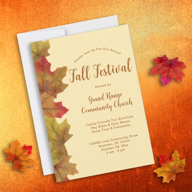 Invitation Festival d'automne rustique et feuilles d'automne (Fall Festival Rustic Invitation)