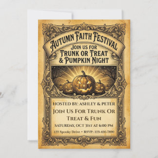 Invitation Festival de foi d'automne Trunk Or Treat Halloween