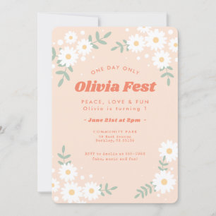 Invitation Festival de musique Daisy Flower Peach Anniversair