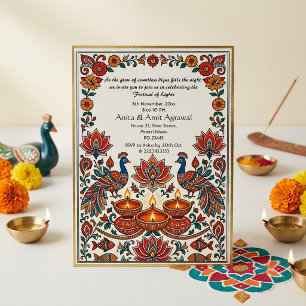 Invitation Festival des lumières de Madhubani Paons Deepak Lo