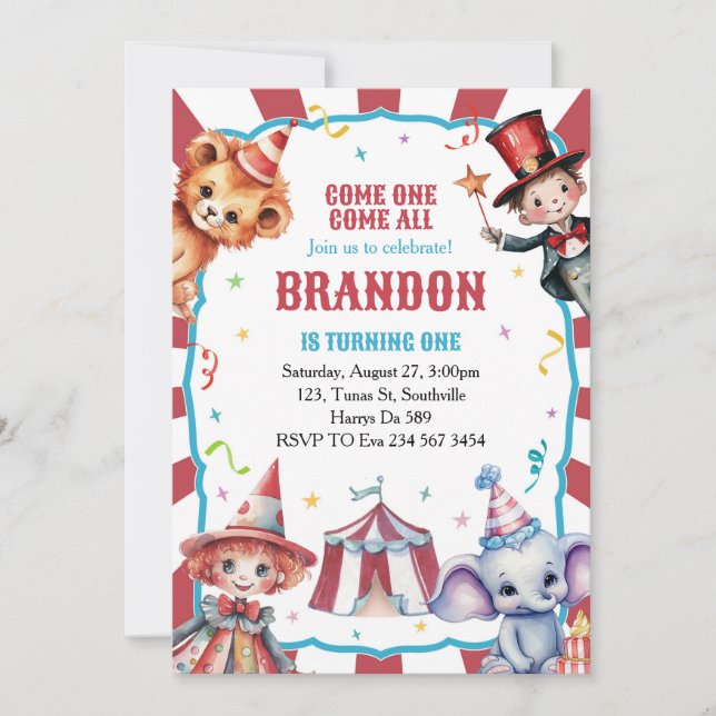 Invitation Festival du Carnaval de cirque 1er anniversaire In (Devant)