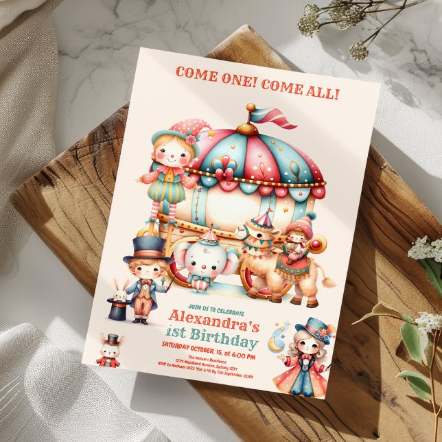 Invitation Festival du cirque du Carnaval 1er anniversaire de (Créateur téléchargé)