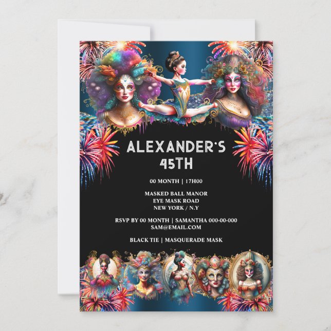 Invitation Festival feux d'artifice carnaval spectacle cirque (Devant)