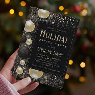Invitation Festive Black Gold Ornaments Festive