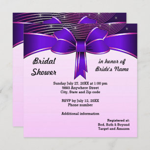 Invitation Festive Blue Ribbon Bridal Shower