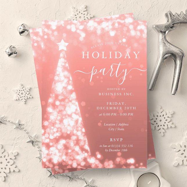 Invitation Festive Blush Christmas Tree Company Holiday (Festive Blush Christmas Tree Company Holiday Invitation)