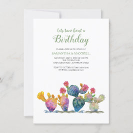 Invitation Festive Cactus Fiesta Twins Anniversaire Invitatio